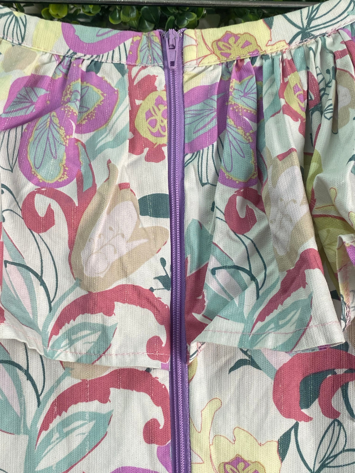 Street Chic Pastel Floral Ruffle Lace-Up Dress — detail