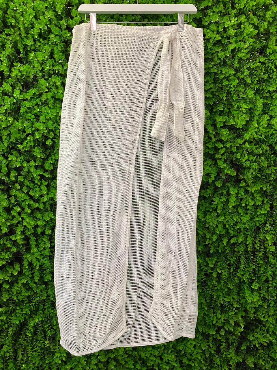 White Mesh Wrap Skirt