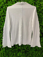 H&M Cream Ribbed Asymmetric Panel Knit Top