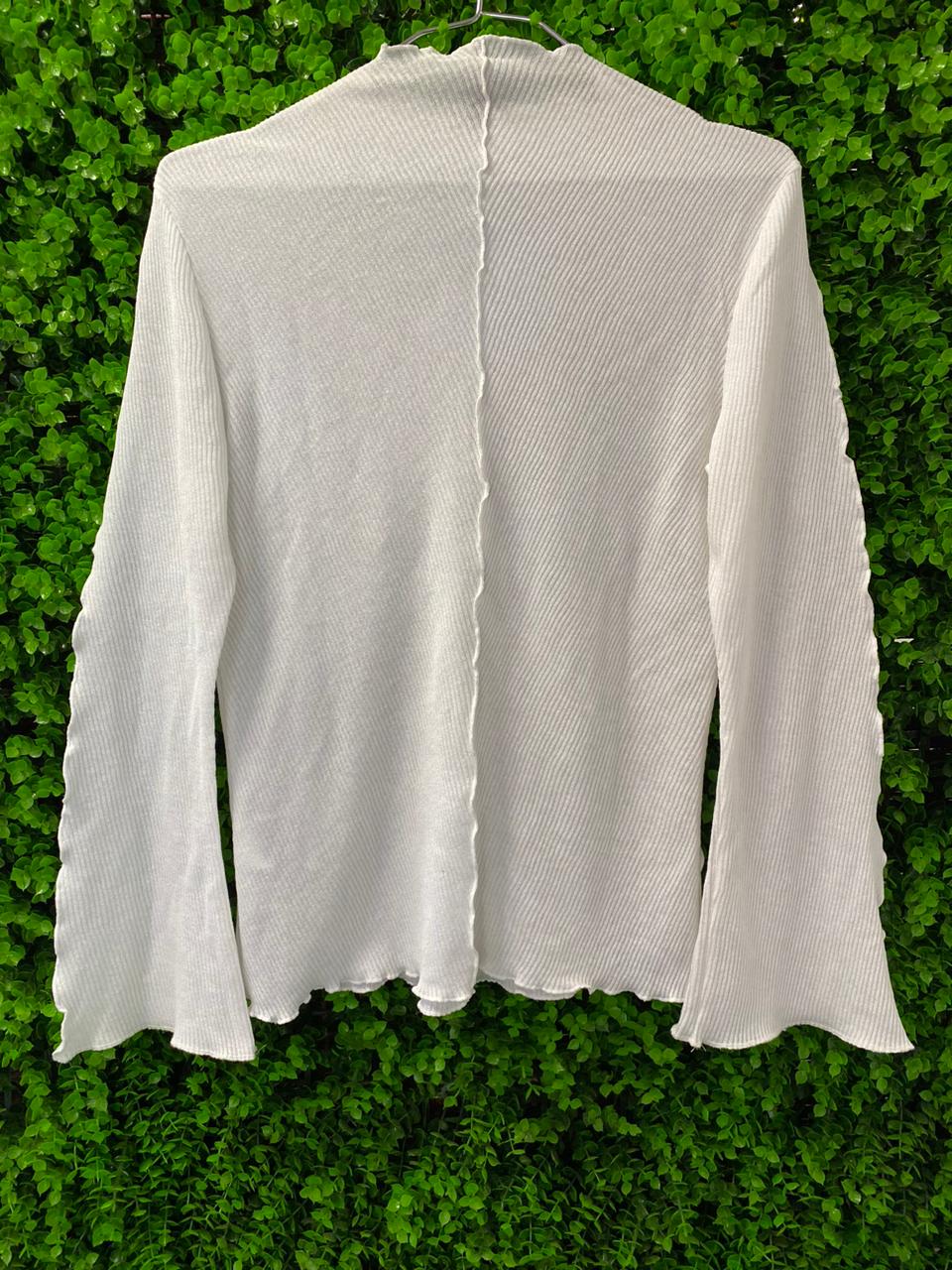 H&M Cream Ribbed Asymmetric Panel Knit Top