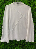 H&M Cream Ribbed Asymmetric Panel Knit Top