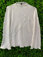 H&M Cream Ribbed Asymmetric Panel Knit Top