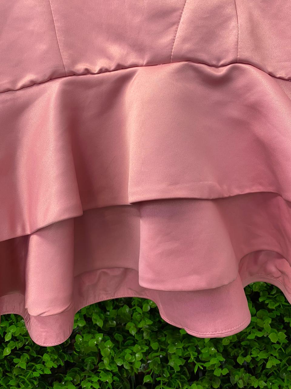 Blush Pink Satin Peplum Top
