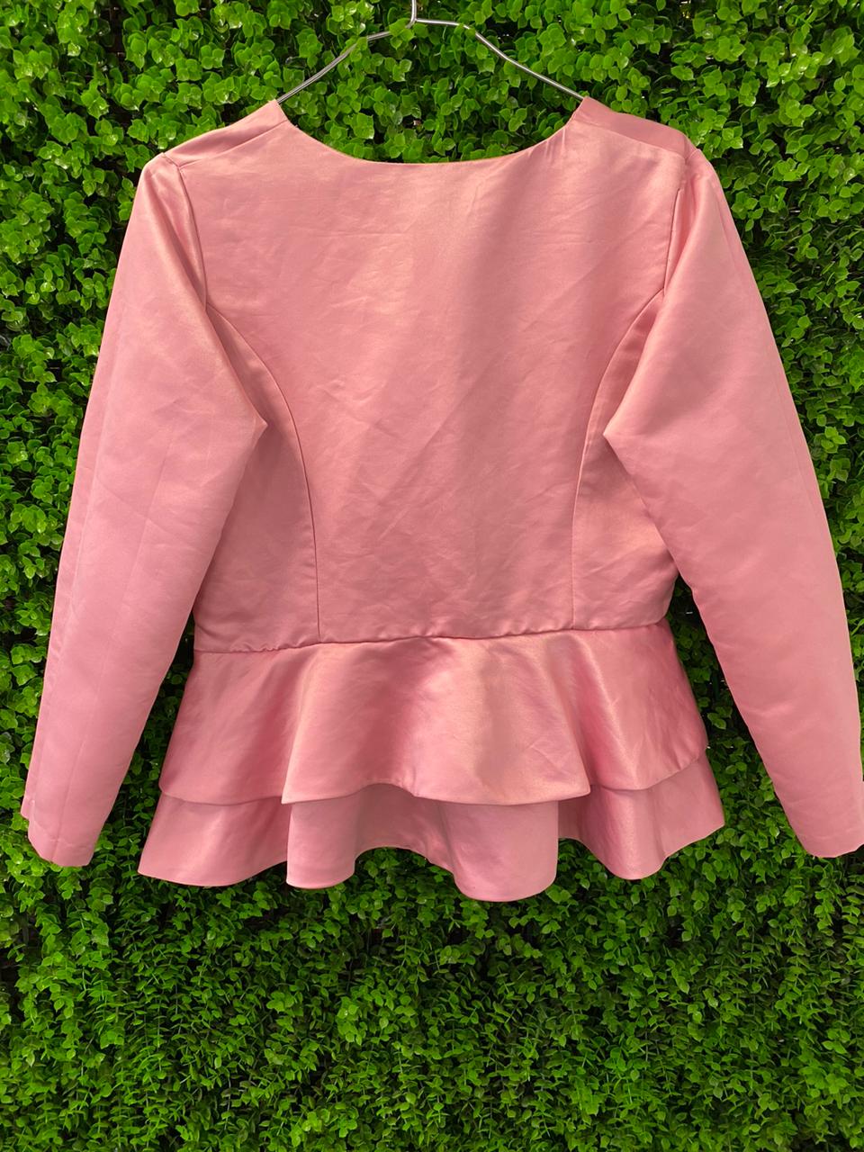 Blush Pink Satin Peplum Top