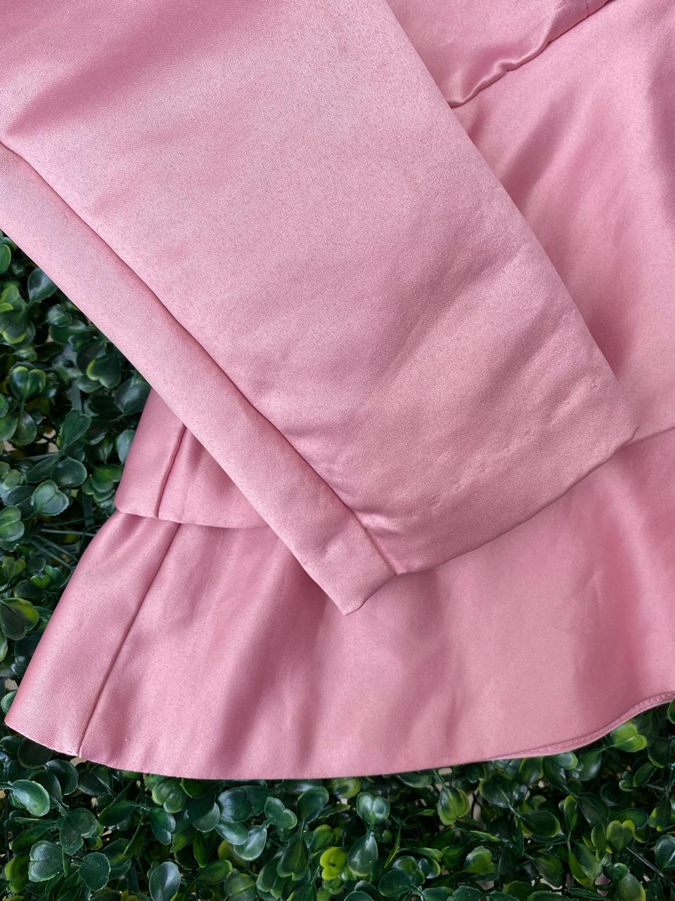 Blush Pink Satin Peplum Top