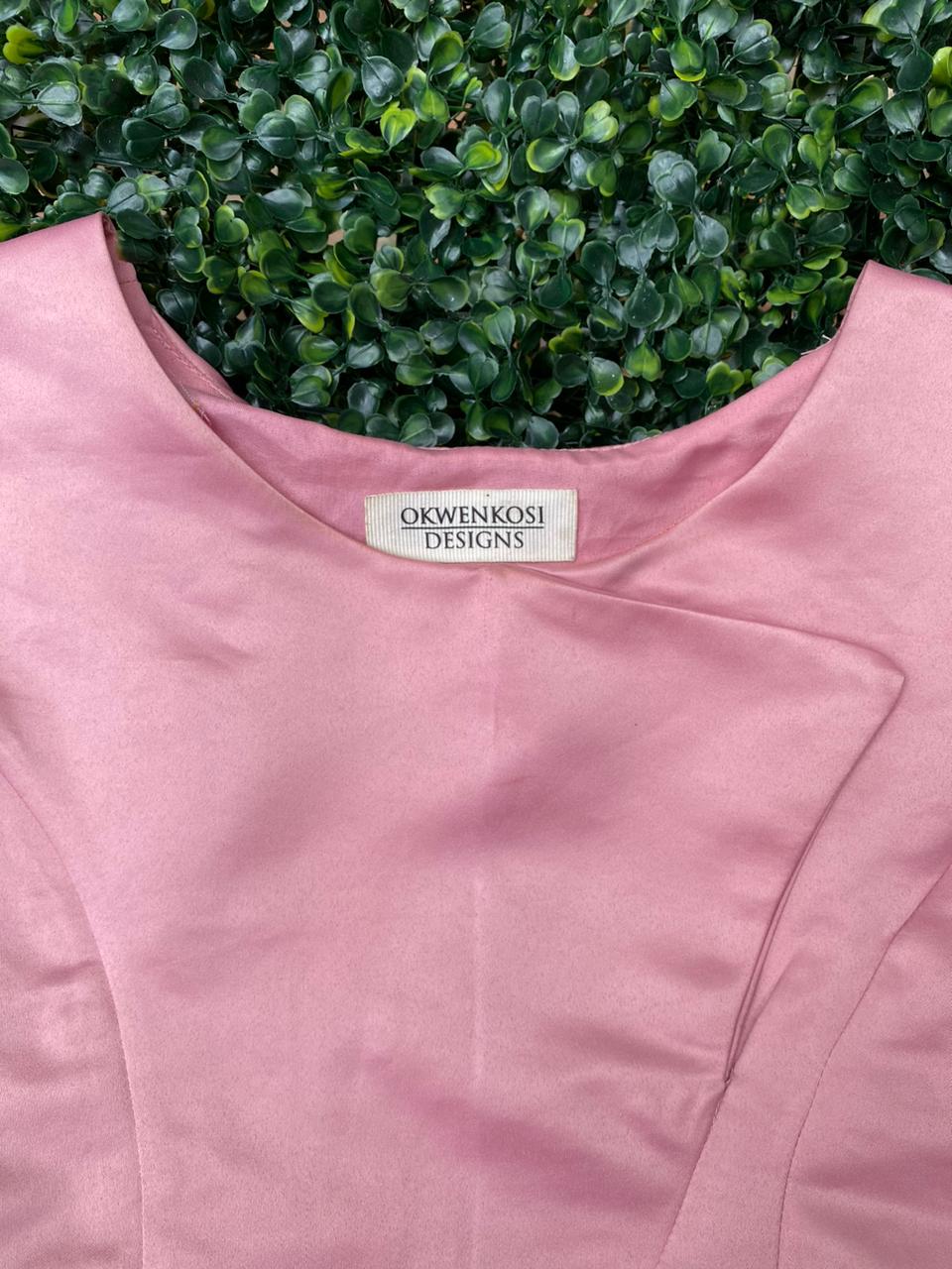 Blush Pink Satin Peplum Top