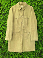 Khaki Utility Button-Front Coat / Long Jacket