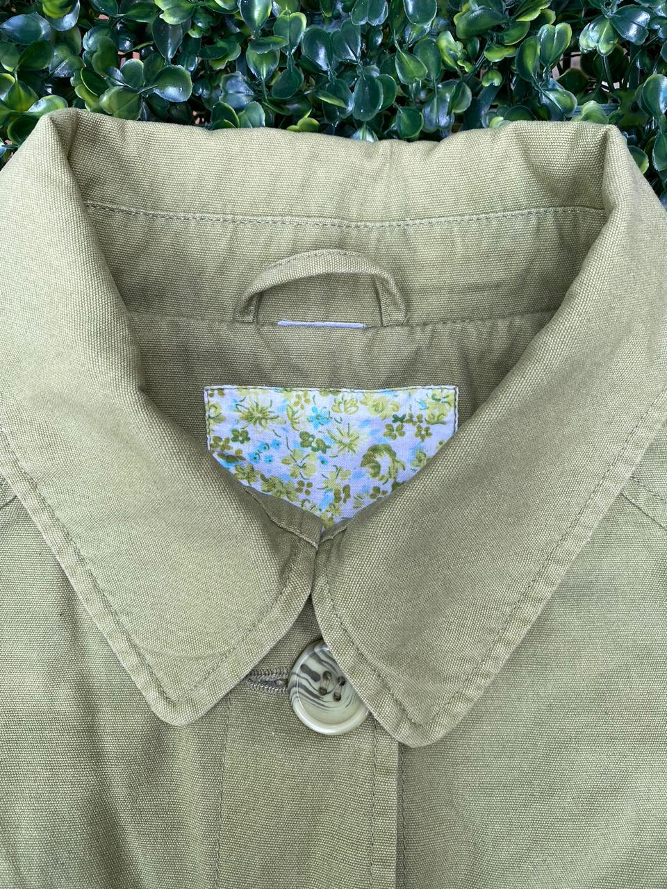 Khaki Utility Button-Front Coat / Long Jacket