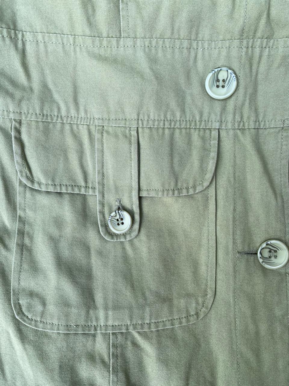 Khaki Utility Button-Front Coat / Long Jacket