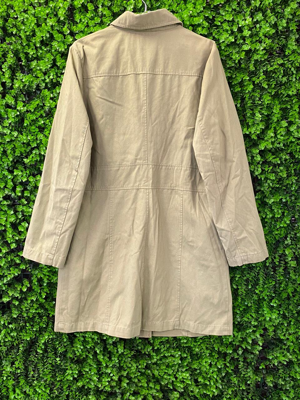 Khaki Utility Button-Front Coat / Long Jacket