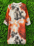 Orange Floral Embroidered Tunic Dress