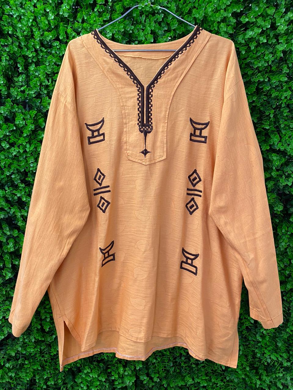 Tan Embroidered Tunic Top