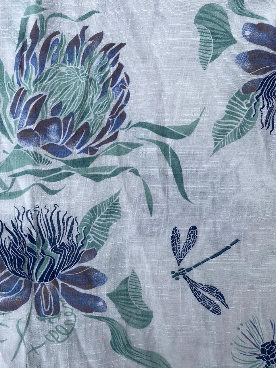 Lightweight Botanical Print Button-Up Shirt