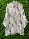 Lightweight Botanical Print Button-Up Shirt
