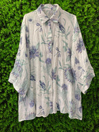 Lightweight Botanical Print Button-Up Shirt