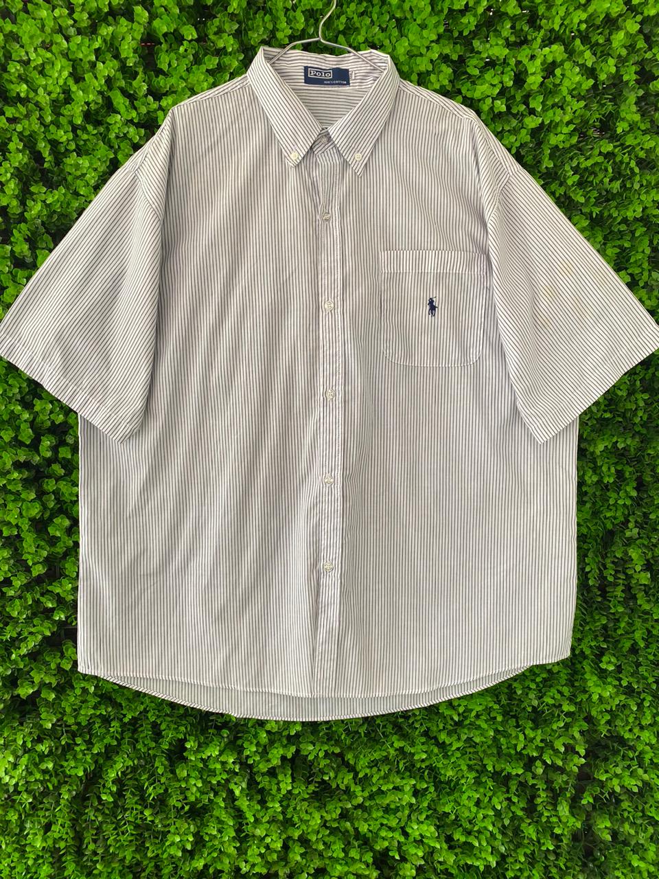 Polo Beige & Navy Striped Short-Sleeve Shirt