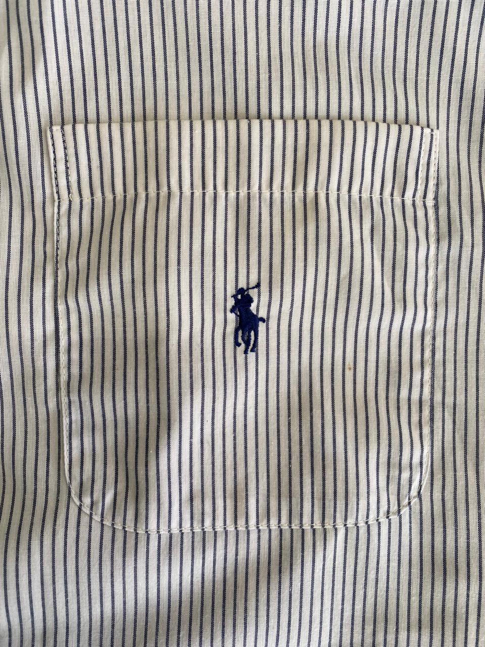 Polo Beige & Navy Striped Short-Sleeve Shirt