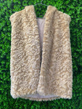 Cream Faux Fur Hooded Gilet / Sleeveless Jacket