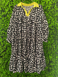 Monochrome Geo Print Tiered Dress