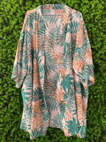 Tropical Leaf Print Kimono