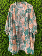 Tropical Leaf Print Kimono