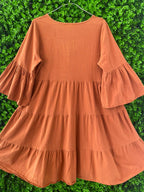 Rust Tiered Boho Mini Dress