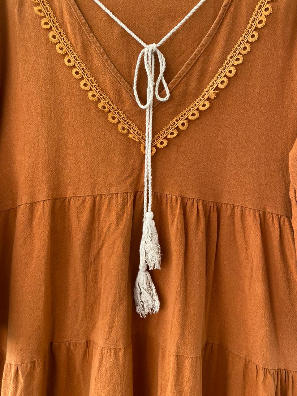 Rust Tiered Boho Mini Dress