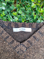 George Chocolate Charcoal Ribbed Knit Sweater