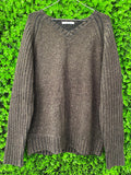 George Chocolate Charcoal Ribbed Knit Sweater