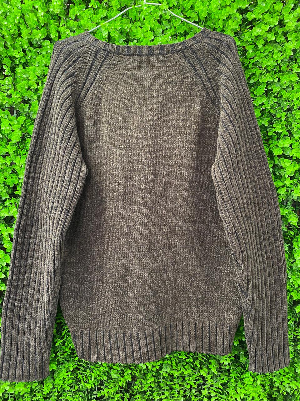 George Chocolate Charcoal Ribbed Knit Sweater