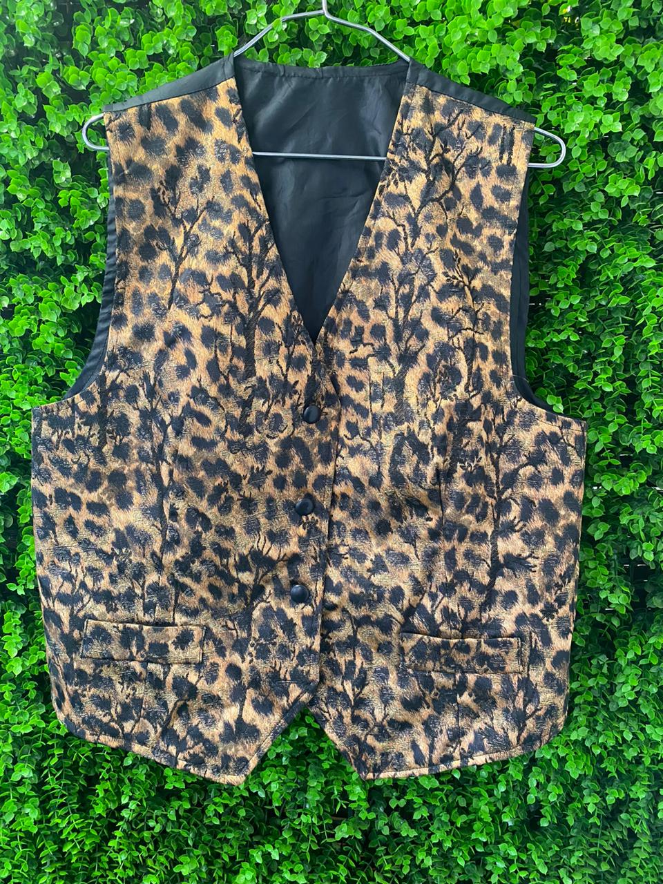 Animal Print Button-Up Waistcoat