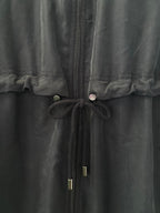 Black Drawstring Waist Bomber Jacket with Pockets