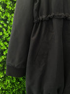 Black Drawstring Waist Bomber Jacket with Pockets