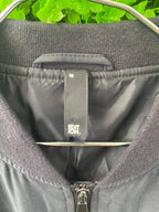 Black Drawstring Waist Bomber Jacket with Pockets