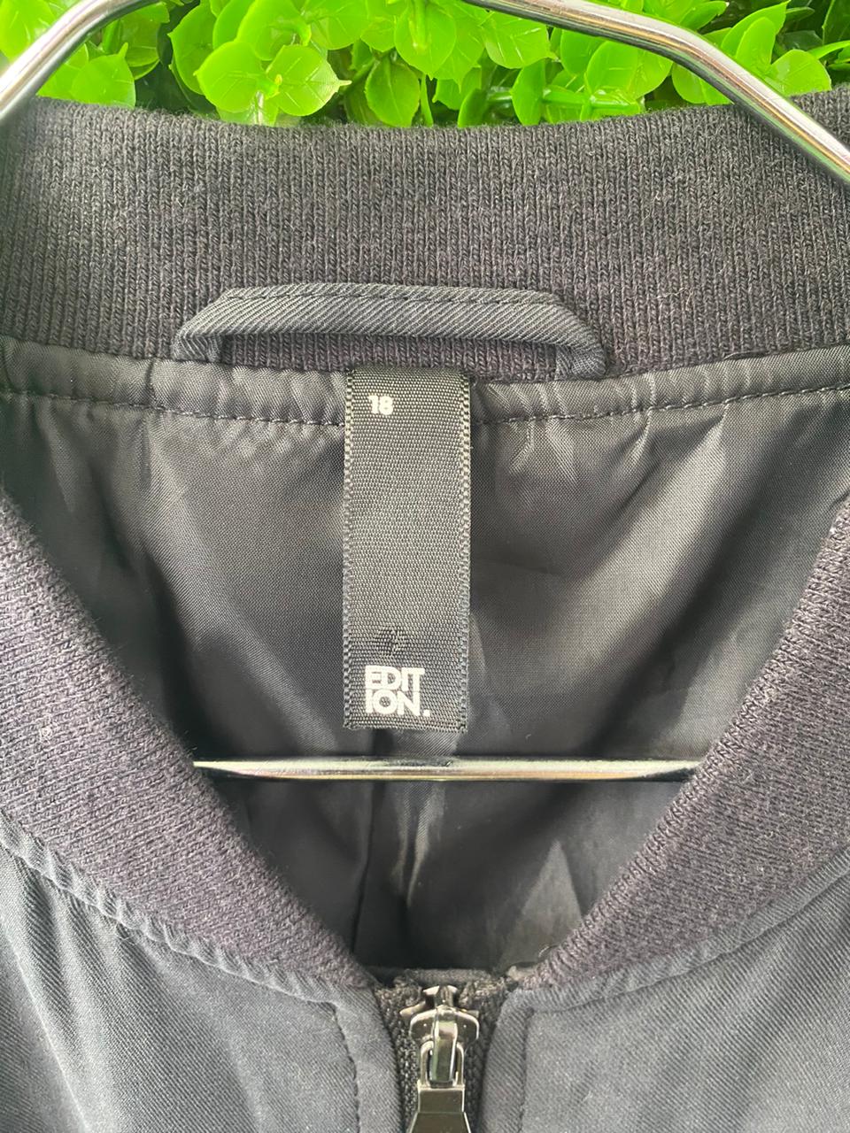 Black Drawstring Waist Bomber Jacket with Pockets