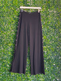 Acundatek A1 Black Beaded Side-Slit Wide-Leg Trousers — front