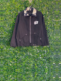 Thrift Rotate Black Cow-Print Collar Zip Jacket — front