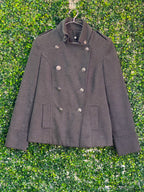 Woolworths Charcoal Military-Style Double-Breasted Jacket — front