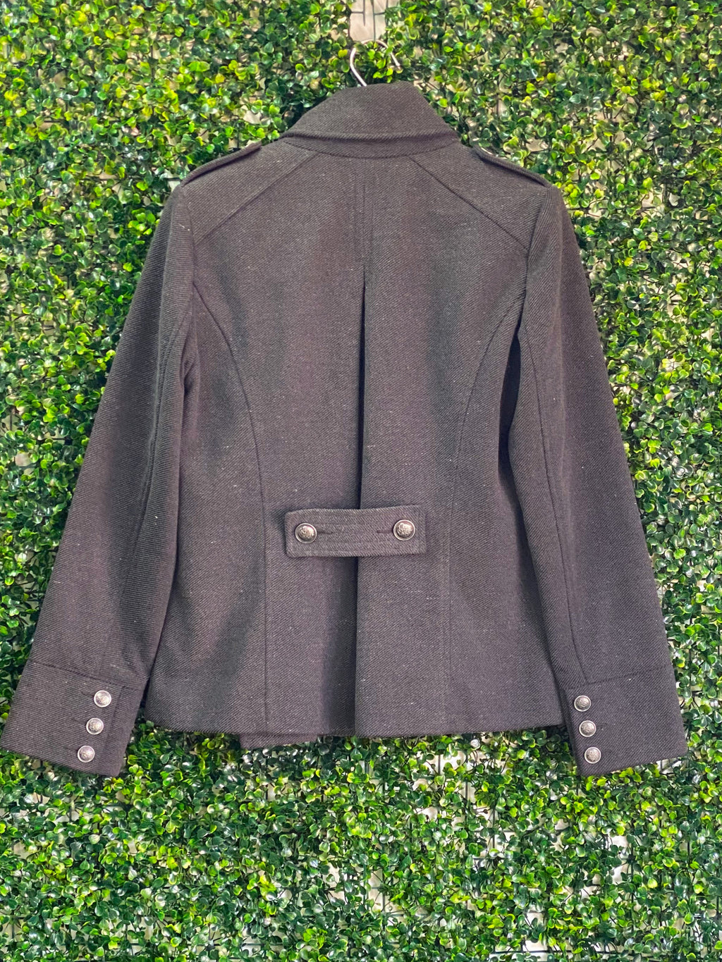 Woolworths Charcoal Military-Style Double-Breasted Jacket — back
