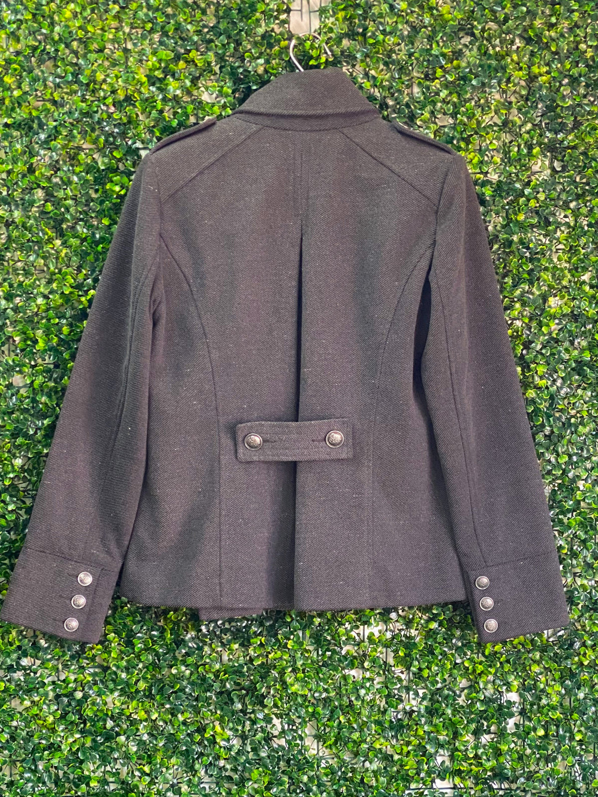 Woolworths Charcoal Military-Style Double-Breasted Jacket — back
