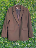 H&M Olive Brown Single-Breasted Blazer — front