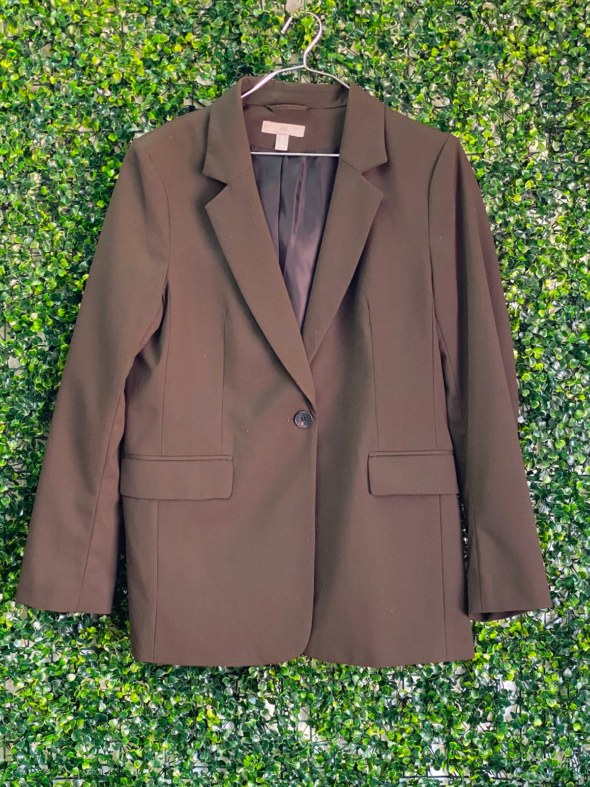 H&M Olive Brown Single-Breasted Blazer — front