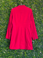 YK Collection Deep Red Zip-Front Longline Coat — back