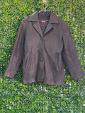 Enrique Charcoal Black Genuine Leather Blazer — front