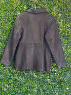 Enrique Charcoal Black Genuine Leather Blazer — back