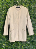 Zara Basic Cream Collarless Longline Jacket — front
