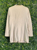 Zara Basic Cream Collarless Longline Jacket — back