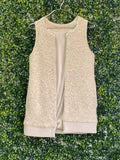 Cream Bouclé Open-Front Sleeveless Vest — front