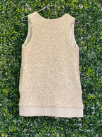 Cream Bouclé Open-Front Sleeveless Vest — back