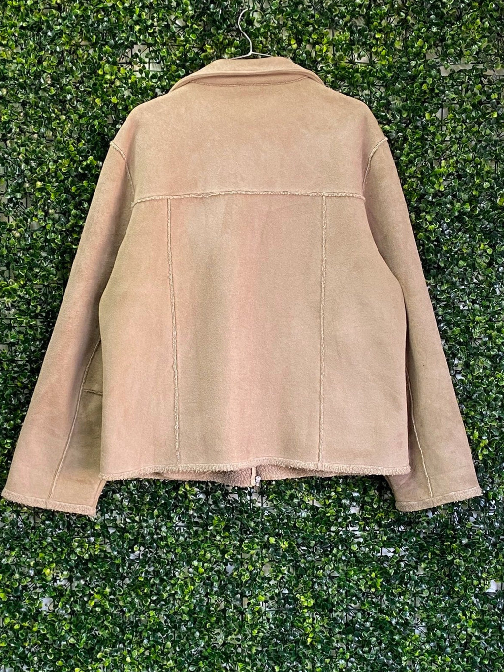 MAN Taupe Faux-Suede Sherpa-Lined Jacket — back